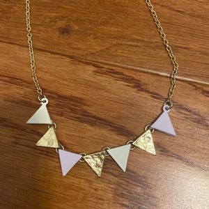 Purple gold and white triangle detail necklace